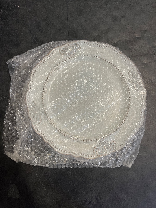 Photo 1 of Spsyrine Antique White Charger Plates, Set of 6 Embossed Baroque Chargers for Dinner Plates, Wedding, Party