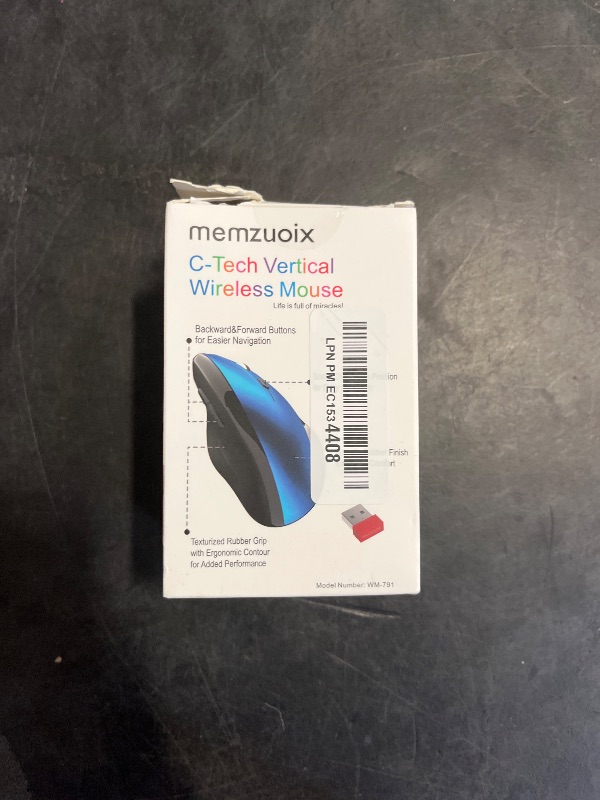 Photo 1 of memzuoix Ergonomic Mouse Wireless,2.4G Optical Cordless Mice with 800/1200/1600 DPI,Vertical Computer Wireless Mouse for Laptop, Mac,PC,Desktop (for Right Hand, Large),Blue Mouse