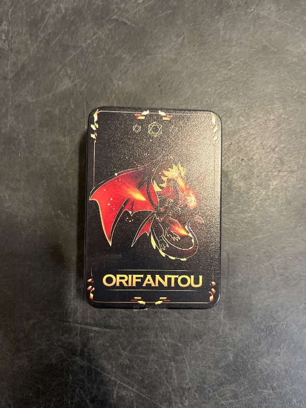 Photo 1 of ORIFANTOU Magic Golden Ring DND Dice Set Sharp Edge Red Resin Dice with Box, for use with RPG D&D Tabletop Games Lord D and D Polyhedral Dice Set