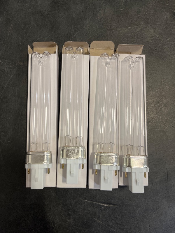 Photo 1 of Kittmip 4 Pieces UV UV-C Light Bulbs 9W G23 Base Replacement Bulb for Outdoor Pond Clarifier Lamp Compatible with UVE9 CF400 CF500 UVCP-9 JUP-01 303B 304B D200 R18 R18D R2000