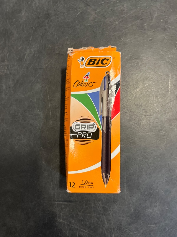Photo 1 of BIC 4 Colours Grip Pro Retractable Medium Point (1.0 mm) Ballpoint Pens, 12 Pens and Each Pen Contains 4 Colours