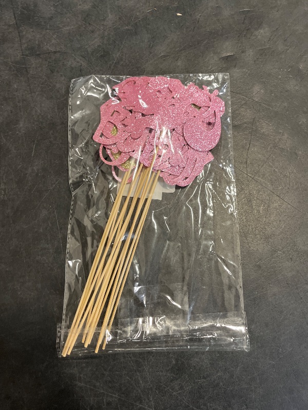Photo 1 of Gyufise 12Pcs Baby Shower Centerpiece Sticks Glitter Tie Onesie Oh Baby Gender Reveal It's a Girl Table Centerpiece Sticks for Baby Shower Gender Reveal Kids Birthday Party Supplies Pink