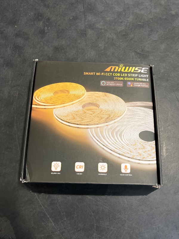 Photo 1 of MIWISE CCT COB LED Strip Light Tunable White,32.8ft/10m Dimmable 2700K-6500K CRI90+ 24V LED Tape Light Kit,Compatible with Alexa/Google Assistant/Tuya,for Under Cabinet Bedroom Kitchen DIY Lighting