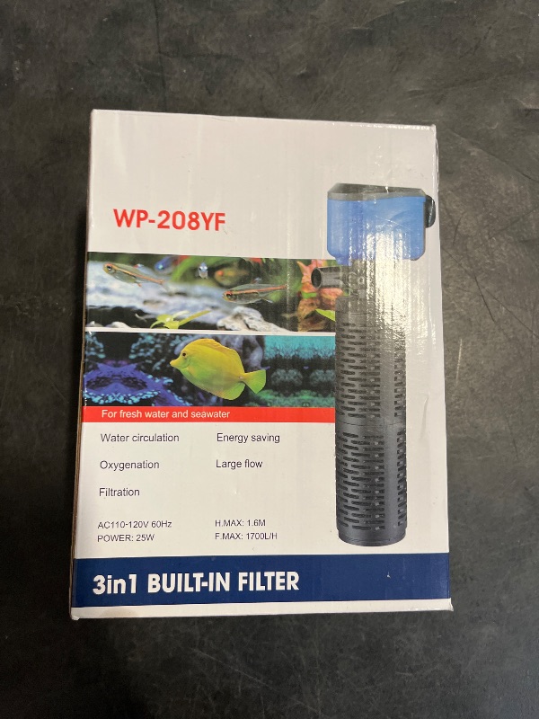 Photo 1 of Aulofee Fish Tank Filter, 50-150 Gallon Aquarium Filter, Internal Turtle Tank Filter, Black,