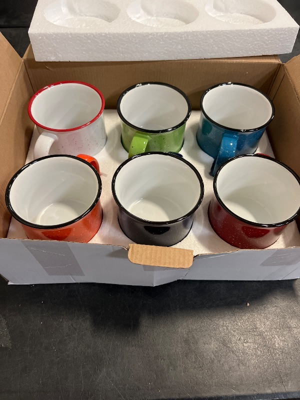 Photo 1 of Lyellfe Set of 6 Ceramic Coffee Mugs, 15 Oz Campfire Camping Mugs, Speckled Camper Mug for Tea, Coffee and Hot Chocolate, Campfire Gift Mugs for Camper Lovers and Friends, 6 Colors