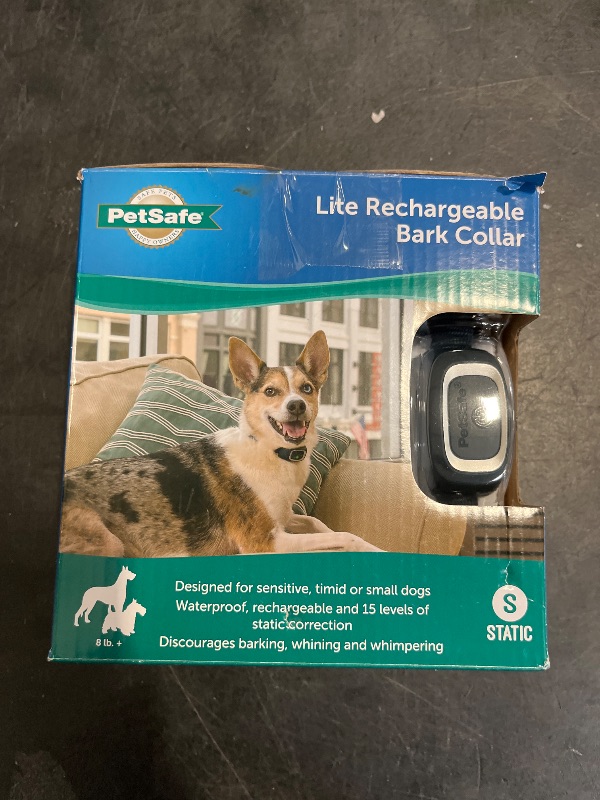 Photo 1 of PetSafe Lite Rechargeable Bark Collar for Timid or Little Dogs Over 8 lb., 15 Levels of Automatically Adjusting & Light Static Correction - Rechargeable, Waterproof - Reduces Barking and Whining
