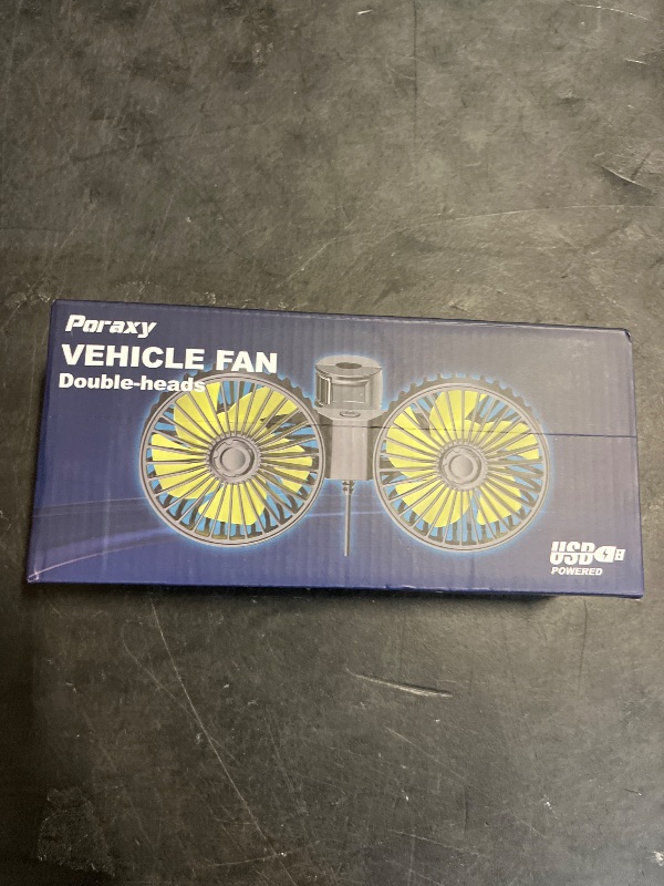 Photo 1 of Poraxy Car Fans for Backseat Kids, Dual Head Car Fans that Blow Cold Air, Cooling USB Back Seat 3 Speed 360 Degree Rotatable Headrest Fan, Adjustable Clip Vehicles Rear Seat Air Fan for Sedan SUV RV