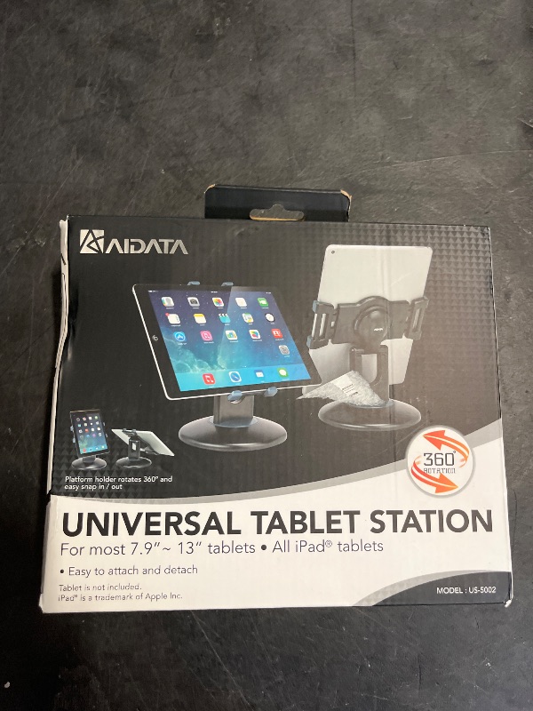 Photo 1 of Premium 360° Rotating Tablet Stand for Desk – Adjustable Tablet Holder for 7.9” to 13” Devices, Swivel Weighted Base, Sturdy Black Metal iPad Stand for Office, Home, and Retail Display