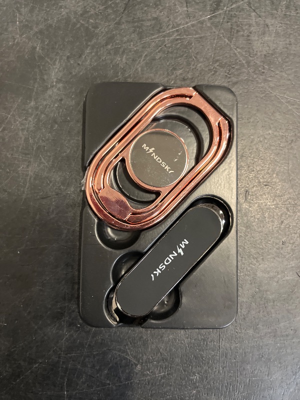 Photo 1 of Phone Ring Holder Grip-with Car Magnetic Phone Mount Metal Phone Ring Finger Kickstand Cell Phone Grip Compatible with iPhone iPad Smartphones Tablets (Rosegold)