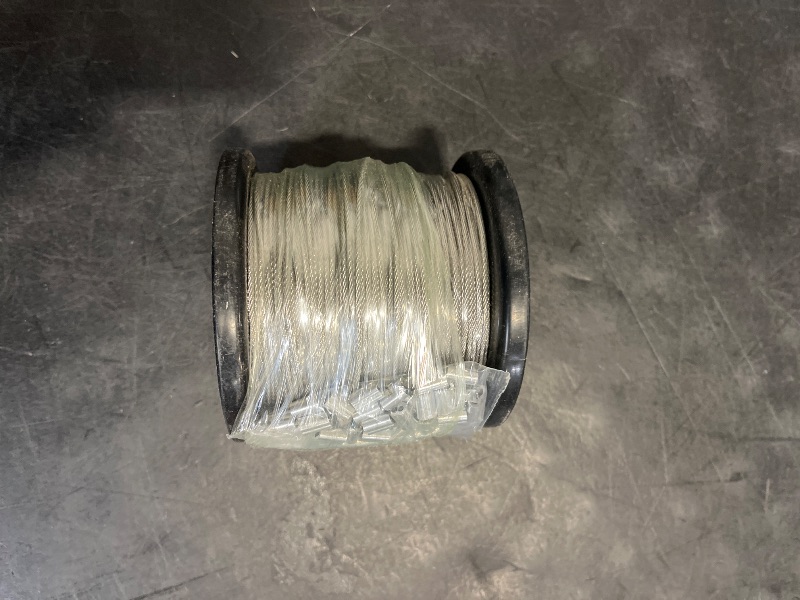 Photo 1 of Wire Rope, 1/16 Wire Rope, 304 Stainless Steel Cable, Aircraft Cable, Steel Wire, 328FT with 150Pcs Crimping Sleeves, Clothes Line Wires, Trellis Wire, 7x7 368lbs Breaking Strength
