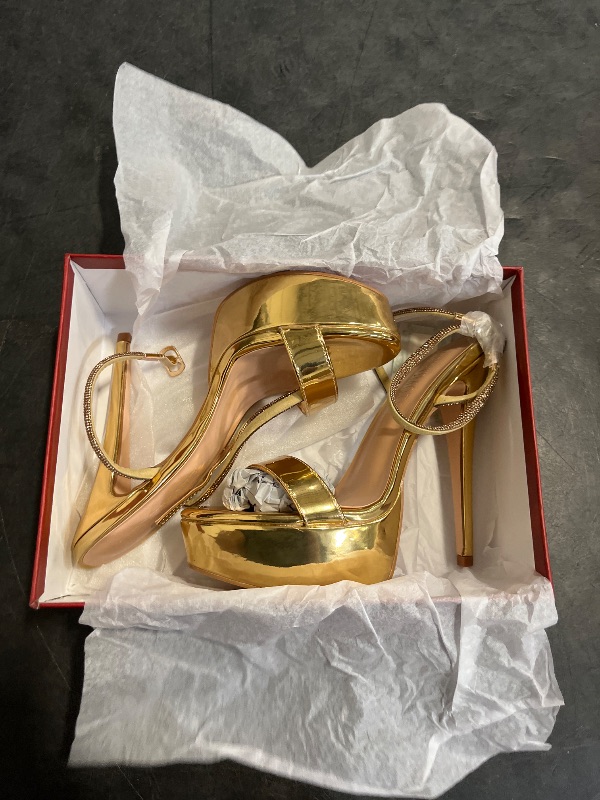 Photo 1 of Size 8.5 - MERUMOTE Women's Platform Heels Sky High Heel Sandals Party Bridal Evening Shoes Gold US8.5