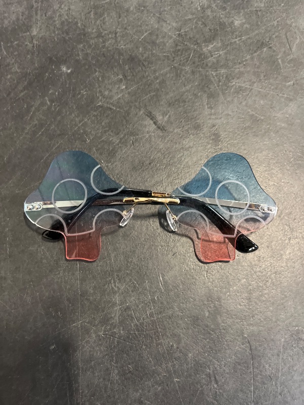 Photo 1 of ENTHYI Mushroom Shape Sunglasses for Women Irregular Rimless Eyewear Retro rave Party halloween Sun Glasses
