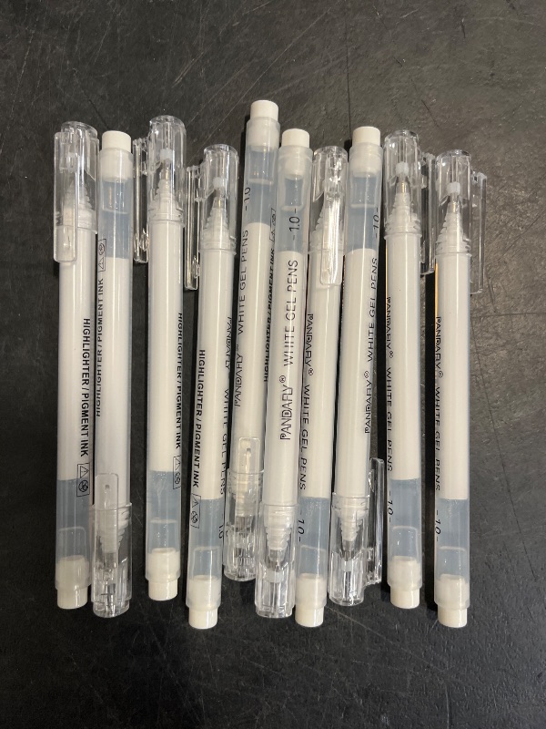 Photo 1 of PANDAFLY White Gel Pens, 10 Pack, 1 mm Extra Fine Point Gel Ink Pen, Opaque Archival Ink Pens for Black Paper Drawing, Sketching, Card Making, White Pen for Art Highlight & Artists Drawing