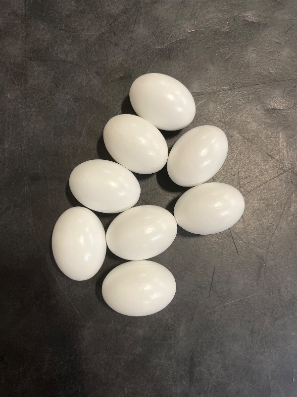 Photo 1 of SallyFashion Wooden Fake Eggs for Nesting Boxes, 9 PCS White Easter Eggs for Craft Pretend Play Kitchen Accessories for Toddler Kids