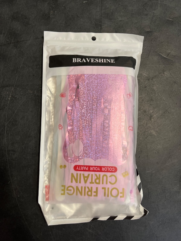 Photo 1 of BRAVESHINE Pink Blue Tinsel Foil Fringe Curtains - 2Pcs 3.2x8.2ft Holidays Photo Streamers Backdrop for Easter Girl or Boy Birthdays Bridal Shower Party Supplies Decorations