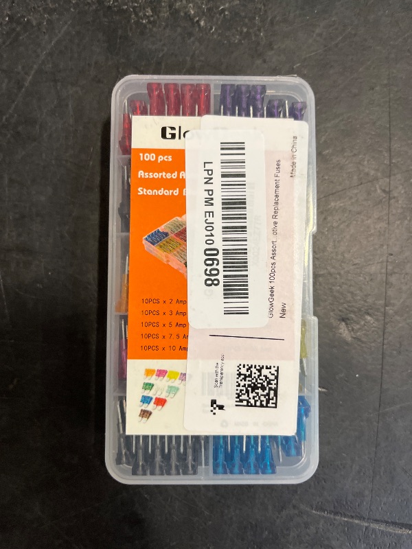 Photo 1 of GlowGeek 100pcs Assorted Auto Car Truck Standard Blade Fuse Assortment 2A 3A 5A 7.5 A 10A 15A 20A 25A 30A 35A Car Boat Truck SUV Automotive Replacement Fuses