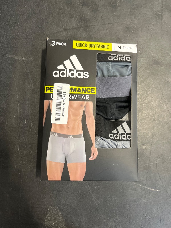 Photo 1 of (M) adidas Men's Microfiber Trunk Underwear, Athletic fit (3-Pack), Onix Grey/Black/Grey/Performance, Medium