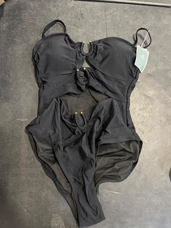 Photo 1 of M/ L Eomenie One Piece Swimsuit for Women Ring Linked Monokini Sexy Bathing Suit Cutout Swim Suit Black