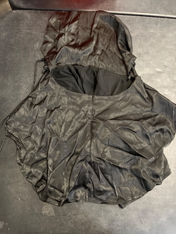 Photo 1 of (S) Women's Sexy Satin Mini Dress Sleeveless Tie Backless Cowl Neck Cocktail Party Silk Mini Cami Dress (Black, S)