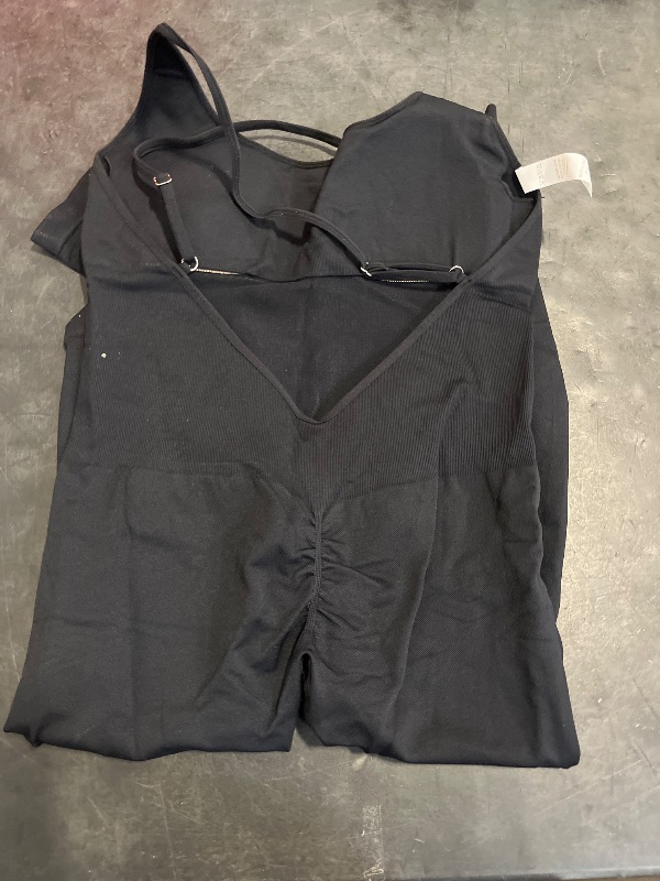 Photo 1 of (XL) MOOSLOVER Women Strappy Backless One Piece Jumpsuits Tummy Control Padded Workout Rompers(XL,#1 Black)
