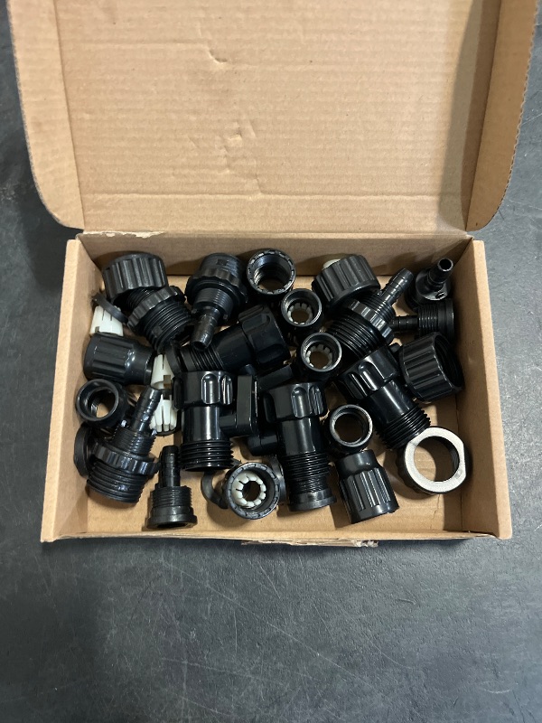 Photo 1 of 4 Sets Garden Expandable Hose Repair Kit Faucet Adapter Hose Female Male Connectors with 4 Pieces Hose Shut Off Valve and 8 Pieces 3/4 Inch Rubber Gaskets