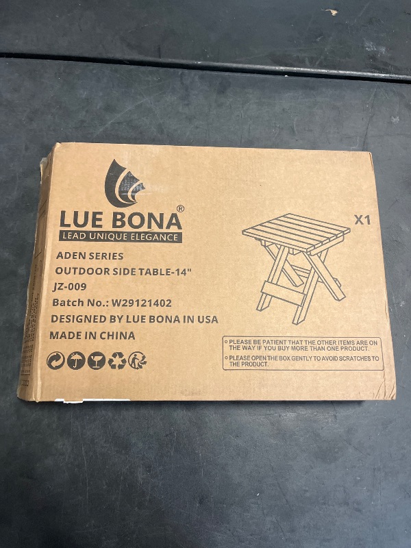 Photo 1 of LUE BONA Small Outdoor Folding Side Table, HDPS Outside End Table for Patio, Porch, Deck, Pool, 14 Inch Height, White