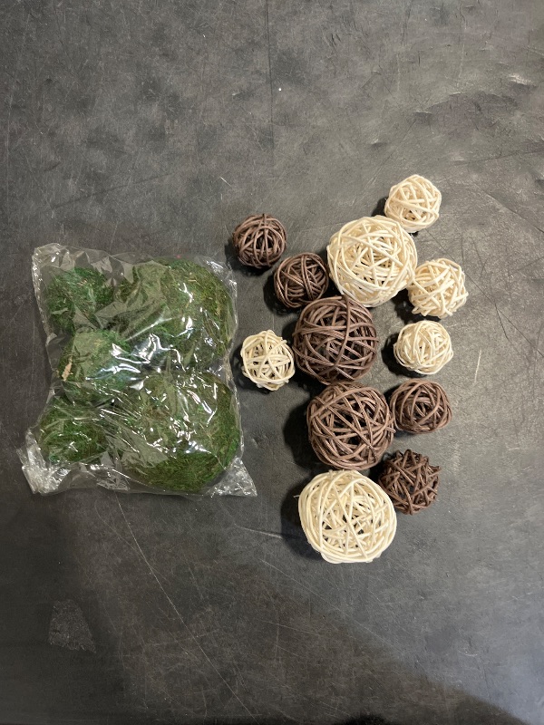Photo 1 of Jetec 18 Pcs Decorative Balls for Centerpiece Bowls Green Moss Balls Wicker Rattan Cord Decorative Bowl Fillers for Garden Vase Home Party Table Spring Easter Farmhouse Rustic Decor(Regular Size)