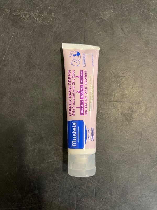 Photo 1 of Mustela-Baby Diaper Rash Cream 123 - Skin Protectant with Zinc Oxide - Fragrance Free & Paraben Free - with 98% Natural Ingredients - 3.8 Oz, White