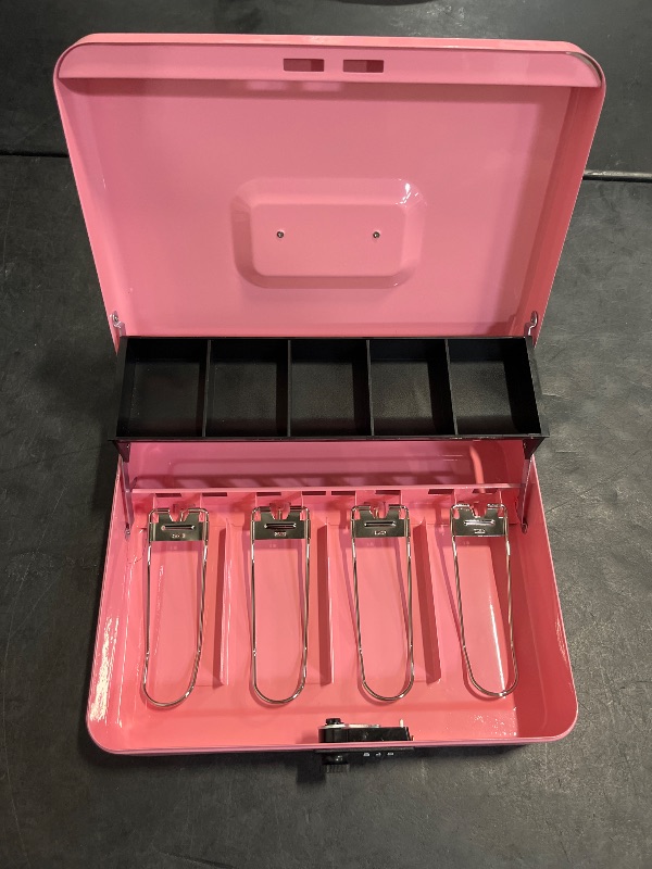 Photo 1 of Cash Box with Money Tray and Combination Lock, Large Money Box for Cash Regiser, Safe Lock Box for Money Saving Metal 11.8"x9.45"x3.54"
