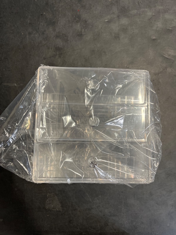 Photo 1 of iDesign Plastic Divided 3-Drawer Vanity & Countertop Organizer – 7" x 6.5" x 6.5”, Clear