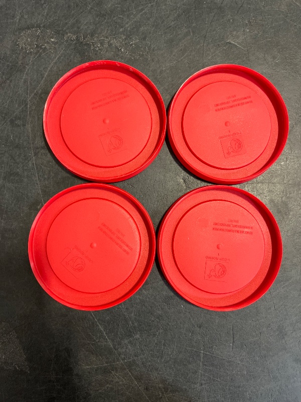 Photo 1 of Replacement Lids for Pyrex 1-Cup Glass Food Storage Container Bowls, 4-Inch Plastic Round Lids Covers fits Pyrex 7202-PC, Airtight & Leakproof (4-Pack, Red)