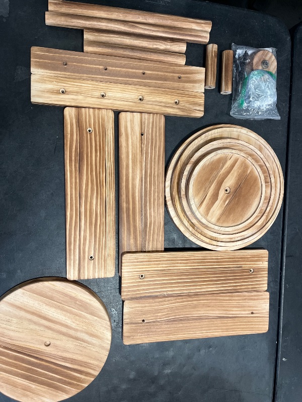 Photo 1 of Roowest Wood Cake Stands Set of 6 Wood Dessert Tower Dessert Trays Desert Stands Cupcake Stand Rustic 3 Tier Farmhouse Cupcake Serving Stands with Dessert Trays for Tea Party(Brown)