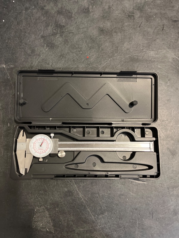 Photo 1 of HDLNKAK Dial Caliper 0-6"/150mm Dual Reading Scale, Inch/Metric SAE Standard, Stainless Steel Caliper Measuring Tool Accurate to 0.001”/ 0.02 mm, Silver