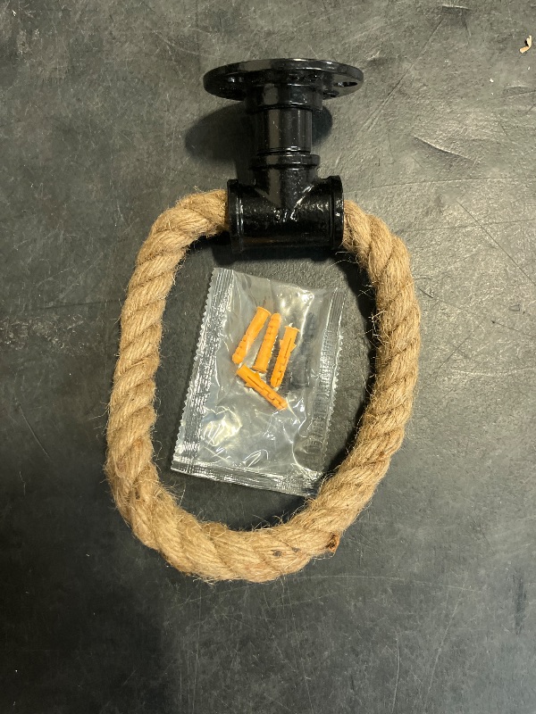 Photo 1 of Nautical Towel Ring,Industrial Pipe Rope Towel Ring Wall Mounted Rustic Hand Towel Holder Bathroom Decor