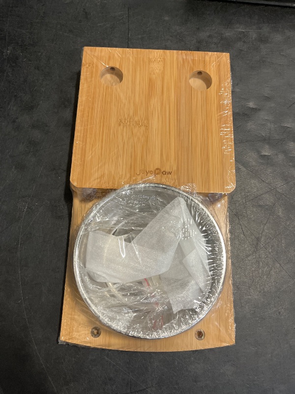 Photo 1 of Elevated Dog Bowls, Bamboo Raised Dog Bowl for Large Dogs & Medium Dogs, with 2 Stainless Steel Bowls (10'' Tall–48 oz Bowl)