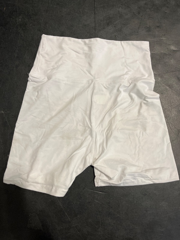 Photo 1 of (S/M) FULLSOFT High Waisted Biker Shorts for Women-5" Tummy Control Fitness Athletic Workout Running Yoga Gym Soft Shorts (White,Small-Medium)