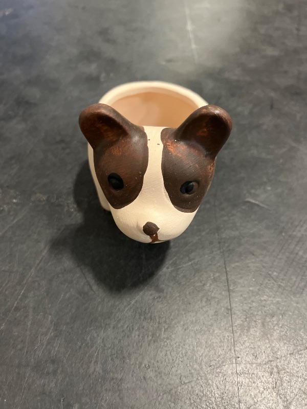 Photo 1 of Ruoxian Ceramic Dog Succulent Plant Pot Cactus Plant Pot Flower Pot Container Planter with Drainage Hole Home Office Desk Garden Gift Idea Animal Shaped Flower Pot Cute Vase Pot (Dog)