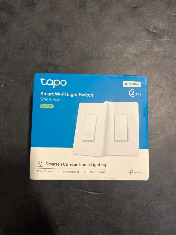 Photo 1 of TP-Link Tapo Matter Smart Light Switch: Voice Control w/Siri, Alexa & Google Home | UL Certified | Timer & Schedule | Easy Guided Install | Neutral Wire Required | Single Pole | Tapo S505(2-Pack)