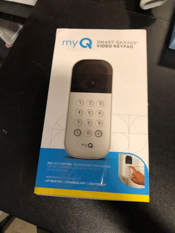 Photo 1 of myQ Smart Garage Door Video Keypad with Wide-Angle Camera,Customizable PIN Codes,and Smartphone Control–Take Charge of Your Garage Access Works with Chamberlain, LiftMaster and Craftsman openers,White
