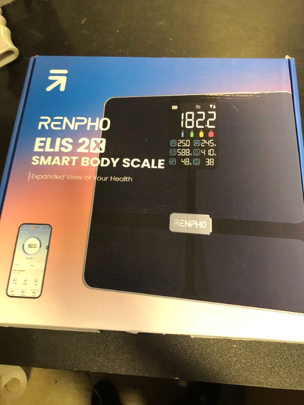 Photo 1 of RENPHO Smart Scale with BMI, Body Fat, Muscle Mass, Bluetooth Scale for Body Weight, FSA HSA Store Eligible, 13 Metrics with Large VA Display, Support App Connection, Black, Elis 2X