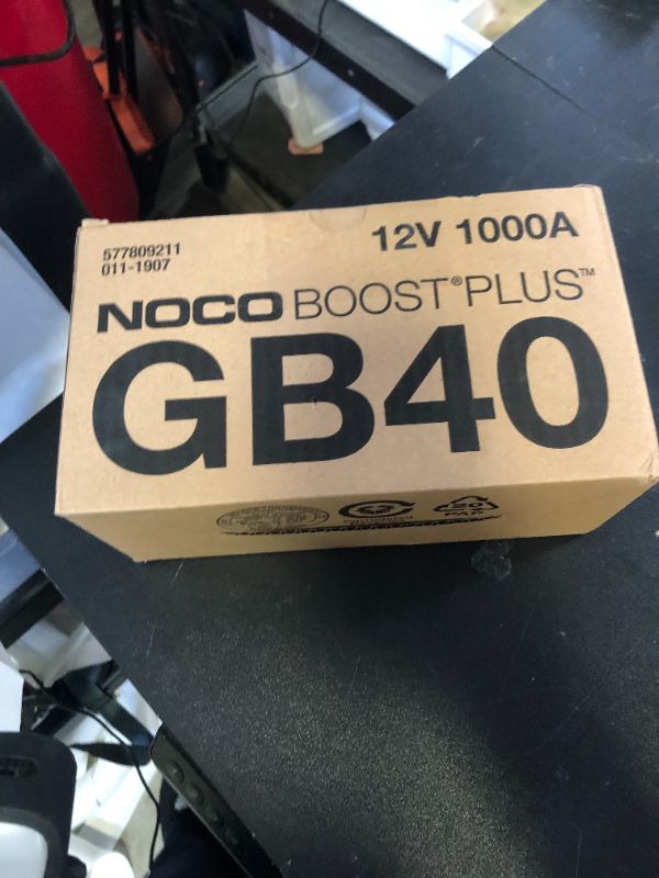 Photo 1 of NOCO Boost Plus GB40 1000A UltraSafe Car Battery Jump Starter, 12V Jump Starter Battery Pack, Battery Booster, Jump Box, Portable Charger and Jumper Cables for 6.0L Gasoline and 3.0L Diesel Engines