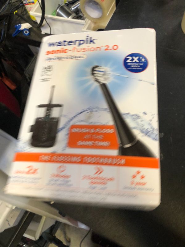 Photo 1 of Waterpik Sonic-Fusion 2.0 Professional Flossing Electric Toothbrush with Water Flosser Combo In One, Black SF-04, Packaging May Vary