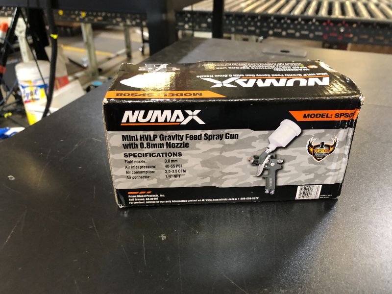 Photo 1 of NuMax SPS08 Pneumatic 0.8mm Tip Mini HVLP Gravity Feed Spray Gun with 125cc Plastic Cup