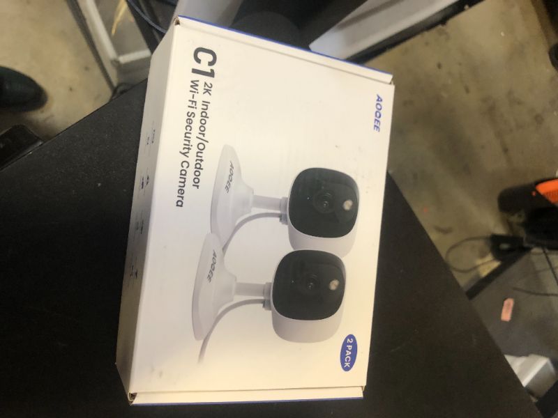 Photo 1 of AOQEE 2K Cameras for Home Security-Outdoor/Indoor Camera for Dog/Cat/Pet/Nanny/Baby, Color Night Vision, White Light, Siren, 24/7 SD Recordings, Works with Alexa/Google Home, C1-White-2P (2.4Ghz WiFi)