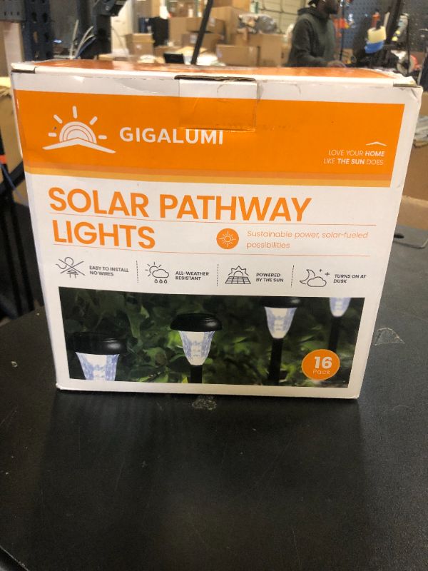 Photo 1 of GIGALUMI 16 Pack Solar Light Outdoor Waterproof, Cool White Pathway Lights Solar Powered, Landscape Lighting, Garden Lights for Decor, Patio, Garden, Yard, Pathways, Walkway