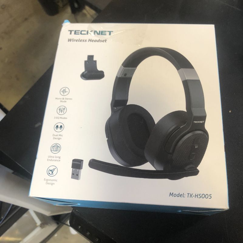 Photo 1 of TECKNET Bluetooth Trucker Headset, Single and Dual Ear Wireless Headset with Mic for Work Noise Cancelling, 50Hrs 3 EQ Music Modes Trucker Bluetooth Headphones for PC, Drivers, Office, Call Center