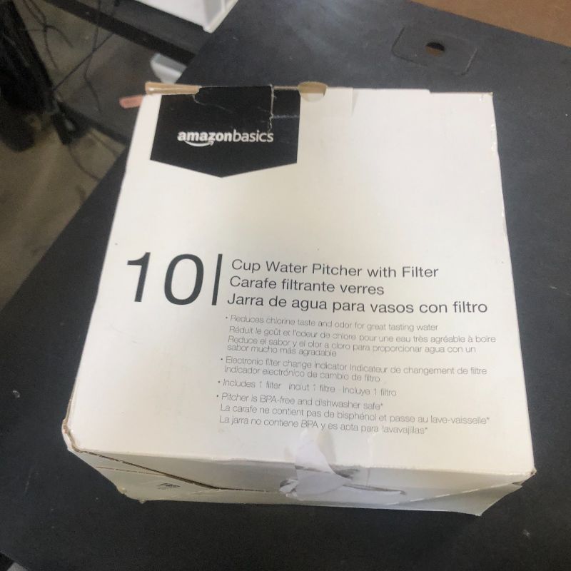Photo 1 of Amazon Basics 10-Cup Water Pitcher with Filter, Compatible with Brita, 1 Pack, White