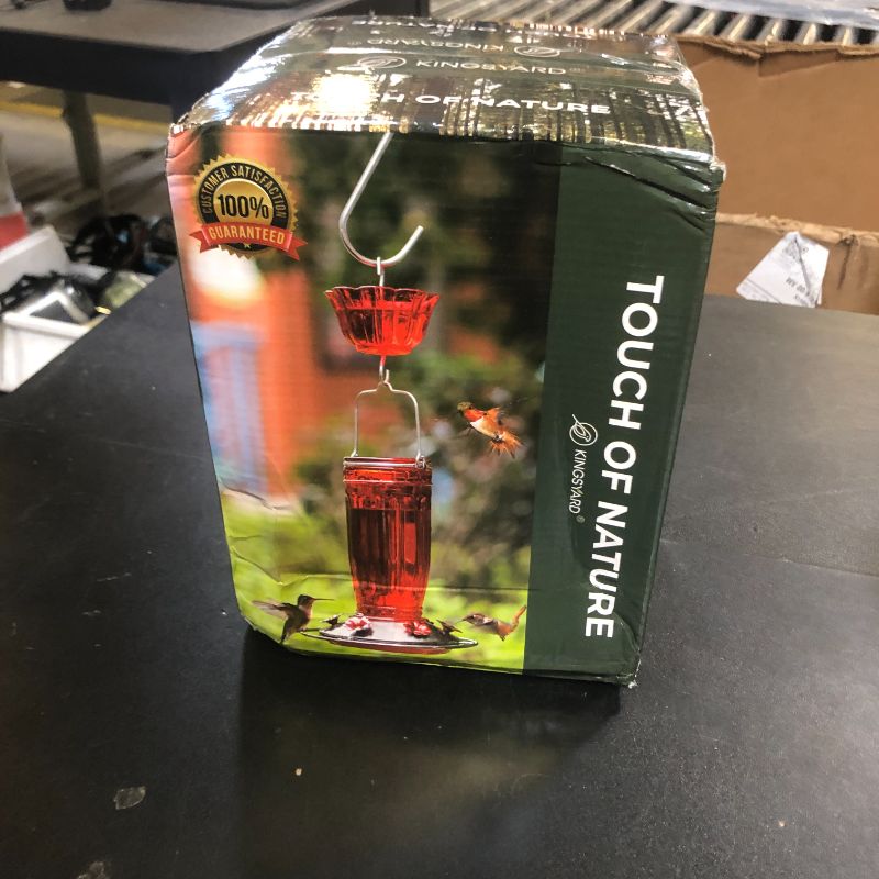 Photo 1 of Kingsyard Glass Hummingbird Feeder for Outdoors Wild Bird Feeder with 6 Feeding Ports Hanging for Garden Yard, Pink (Ant Moat Included)