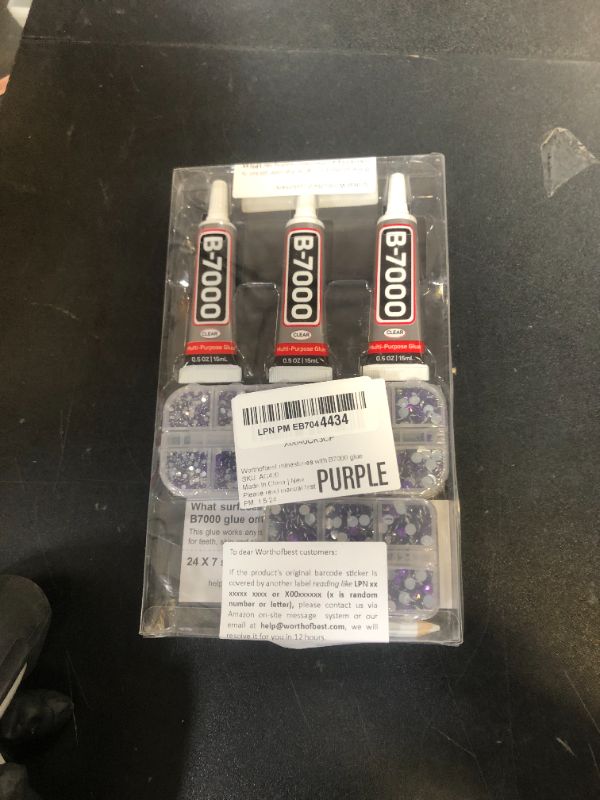 Photo 1 of 7500Pcs Dark Purple Rhinestones Flatback with b 7000 Glue for Crafts Clothes Clothing,Violet Rhinestones Deep Purple Flat Back Resin Crystal Gems for Shoes Shirt Sneakers,Mixed Sizes 6ss-20ss Diamonds