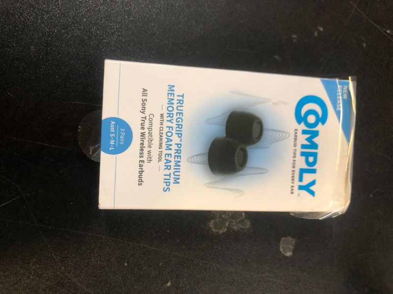Photo 1 of Comply TrueGrip | Premium Memory Foam Replacement Earbud Tips for Sony True Wireless Earbuds | Enhanced Comfort, Secure Fit, Superior Noise Isolation, Cleaning Tool | Black (S/M/L) (3 Pairs)